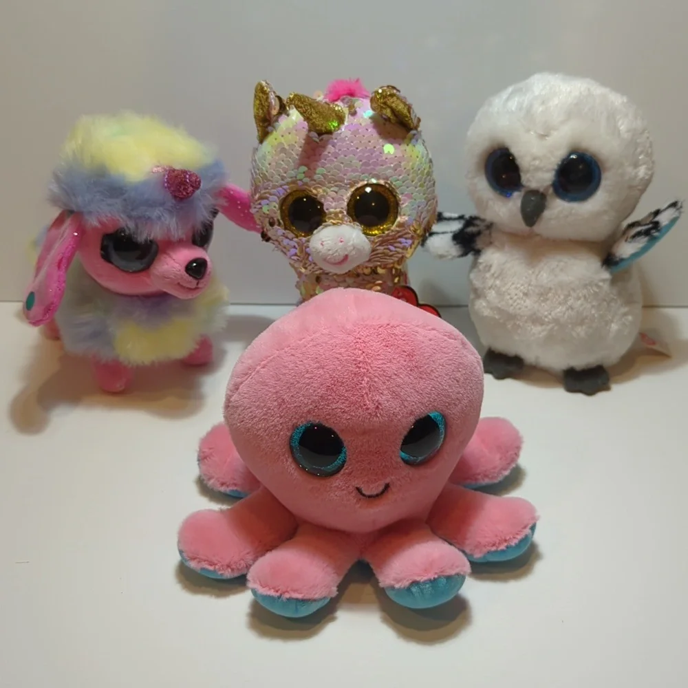 TY Owl Octopus Mini Boos Fantasia Unicorn Coco Surprise Noodle Unicorn Poodle